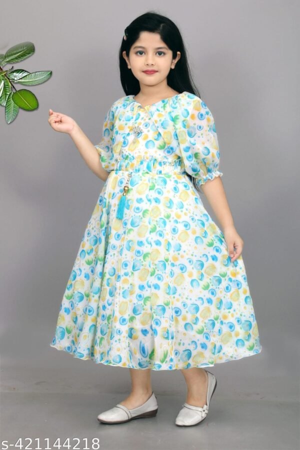 Girls Printed Chiffon Frock - Casual Wear - Image 3